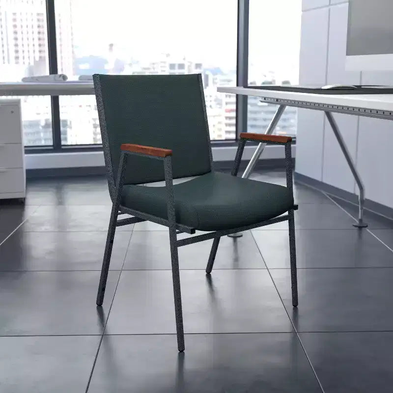 Emma and Oliver Heavy Duty Reception/Guest Stack Chair with Arms