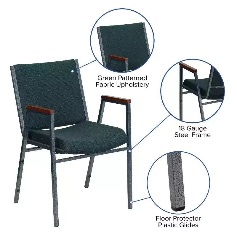 Emma and Oliver Heavy Duty Reception/Guest Stack Chair with Arms