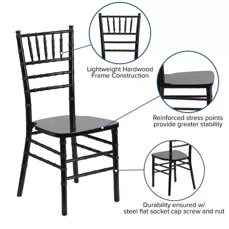 Emma and Oliver Wedding & Event Wood Chiavari Dining Chair