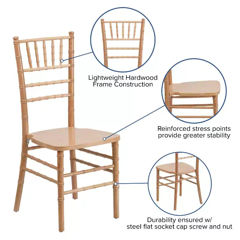 Emma and Oliver Wedding & Event Wood Chiavari Dining Chair