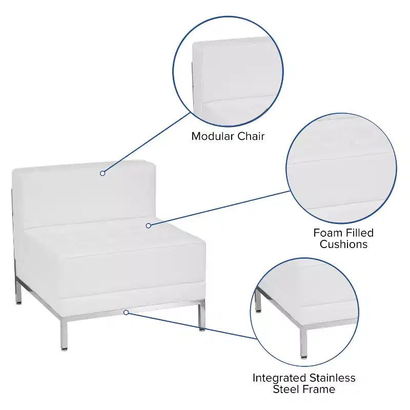 Emma and Oliver Contemporary Leather Reception Modular Middle Chair
