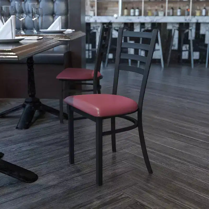 Emma and Oliver Black Ladder Back Metal Restaurant Dining Chair