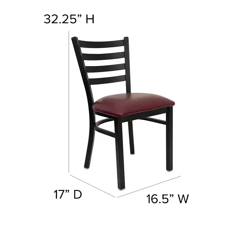 Emma and Oliver Black Ladder Back Metal Restaurant Dining Chair