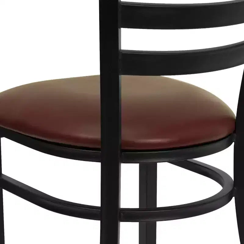 Emma and Oliver Black Ladder Back Metal Restaurant Dining Chair