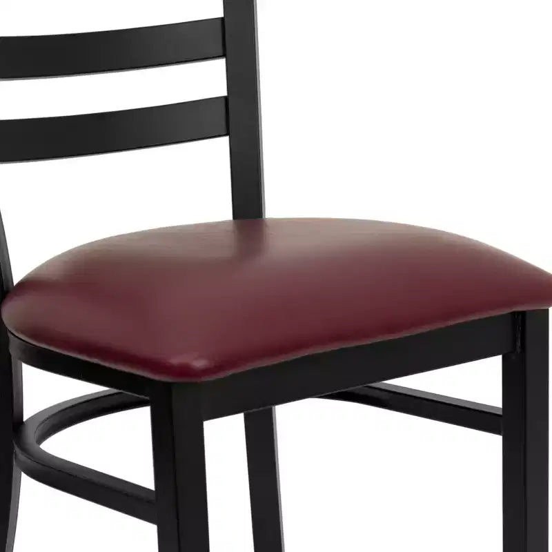 Emma and Oliver Black Ladder Back Metal Restaurant Dining Chair