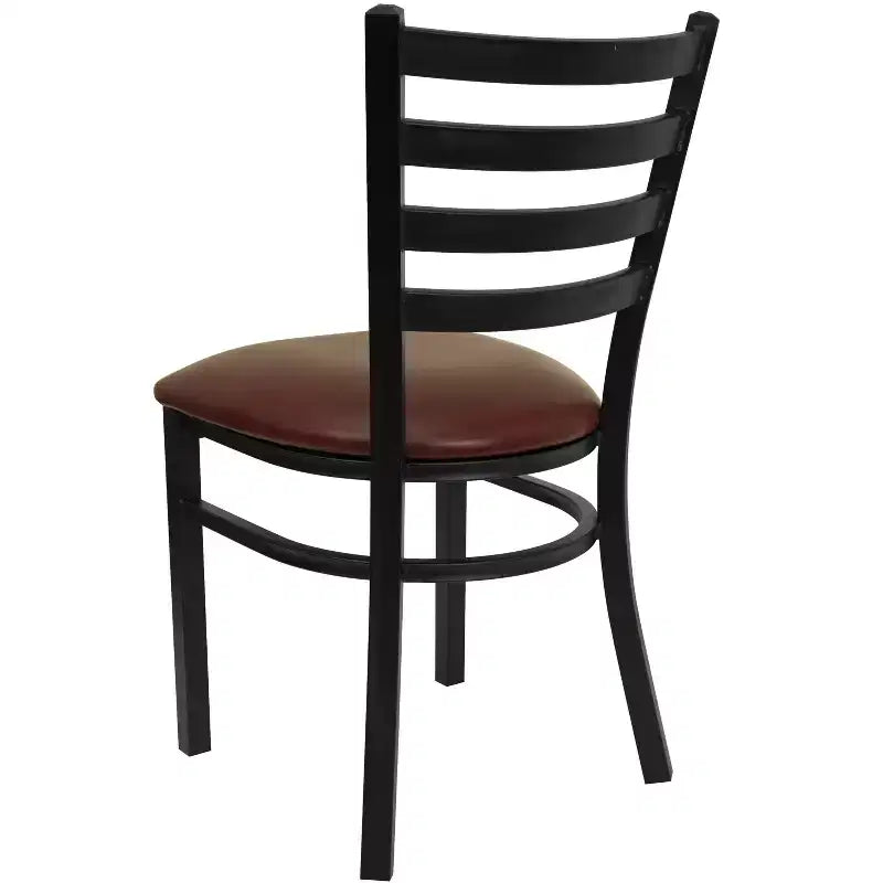 Emma and Oliver Black Ladder Back Metal Restaurant Dining Chair