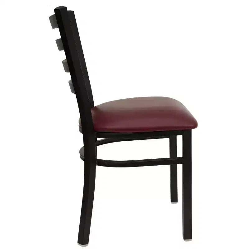 Emma and Oliver Black Ladder Back Metal Restaurant Dining Chair