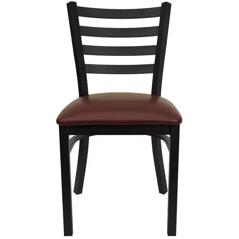 Emma and Oliver Black Ladder Back Metal Restaurant Dining Chair