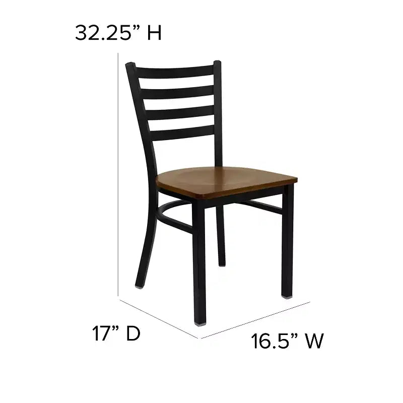 Emma and Oliver Black Ladder Back Metal Restaurant Dining Chair