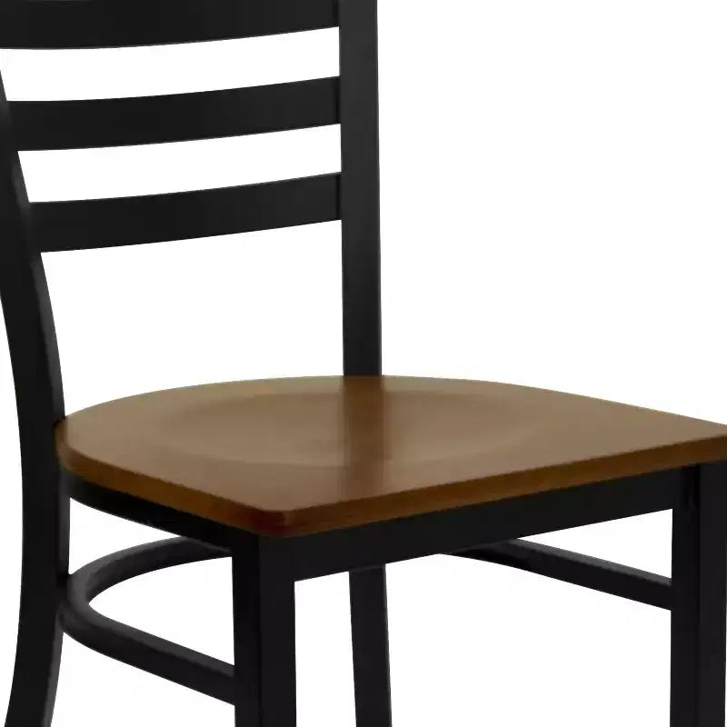 Emma and Oliver Black Ladder Back Metal Restaurant Dining Chair