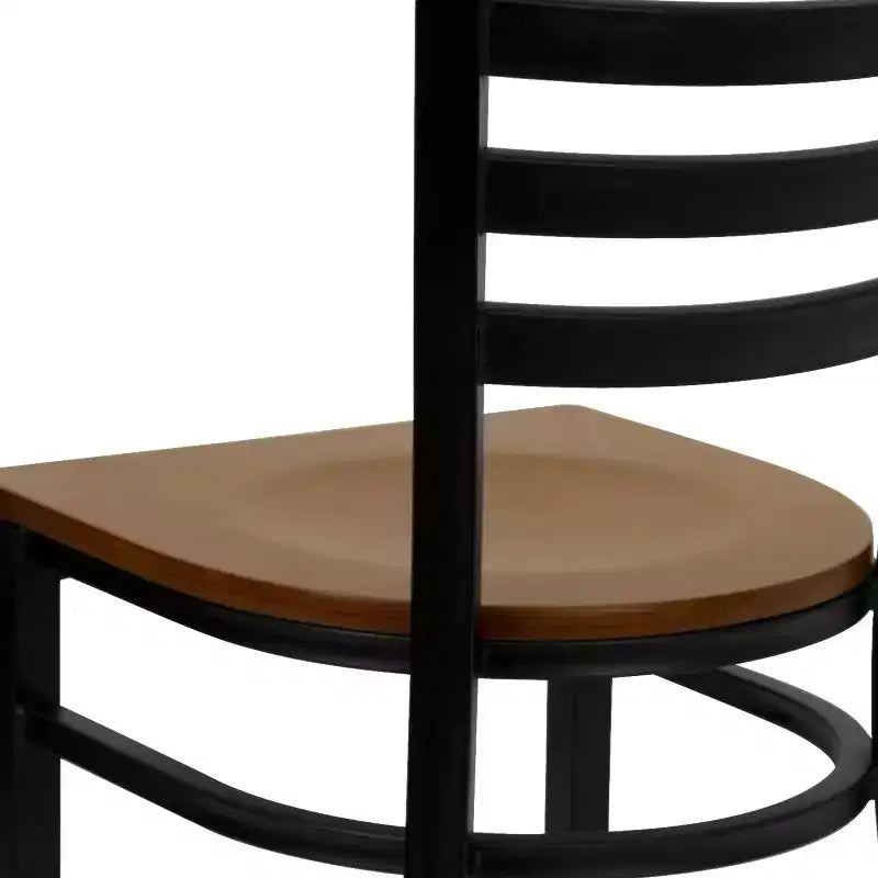 Emma and Oliver Black Ladder Back Metal Restaurant Dining Chair