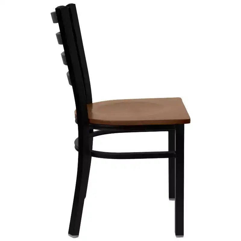 Emma and Oliver Black Ladder Back Metal Restaurant Dining Chair