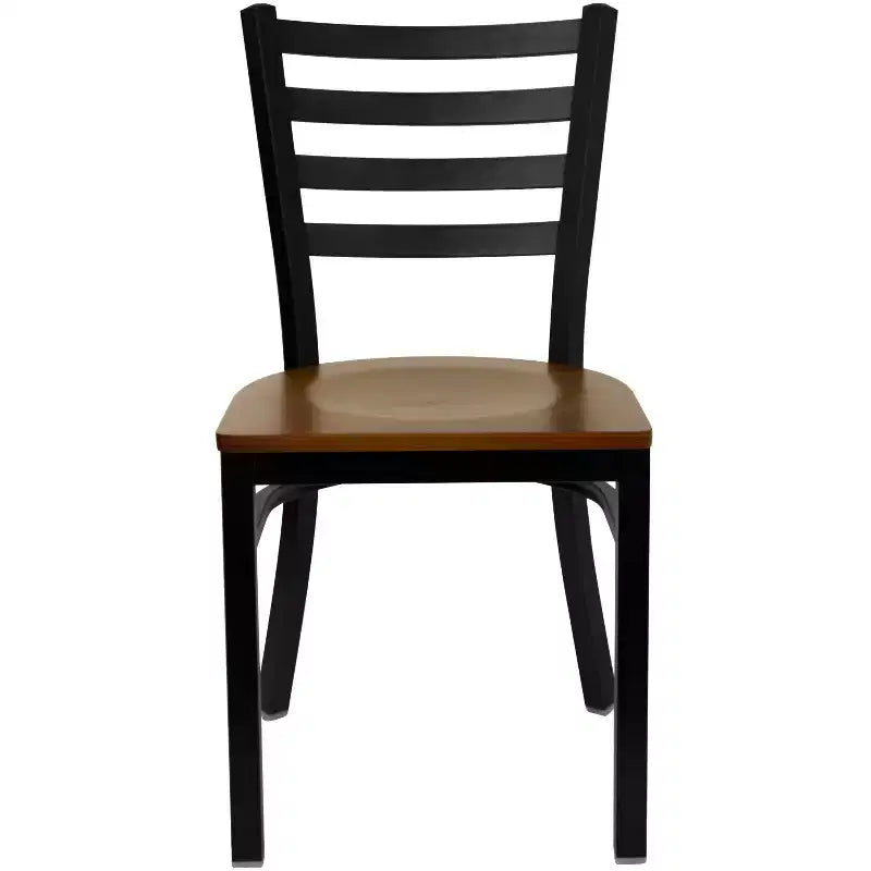 Emma and Oliver Black Ladder Back Metal Restaurant Dining Chair