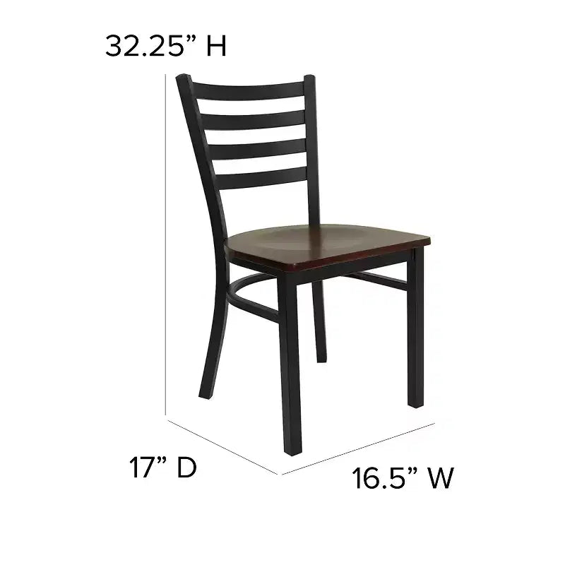 Emma and Oliver Black Ladder Back Metal Restaurant Dining Chair