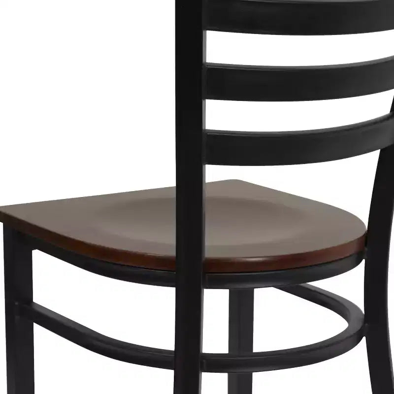 Emma and Oliver Black Ladder Back Metal Restaurant Dining Chair