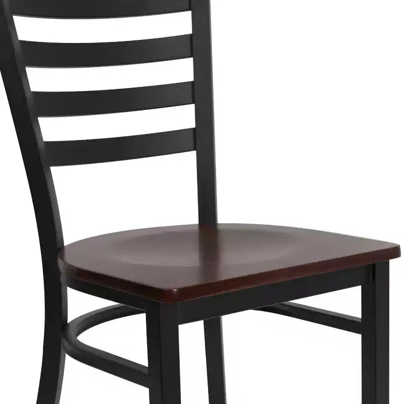Emma and Oliver Black Ladder Back Metal Restaurant Dining Chair