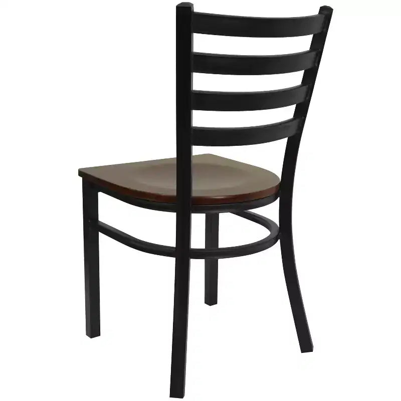 Emma and Oliver Black Ladder Back Metal Restaurant Dining Chair