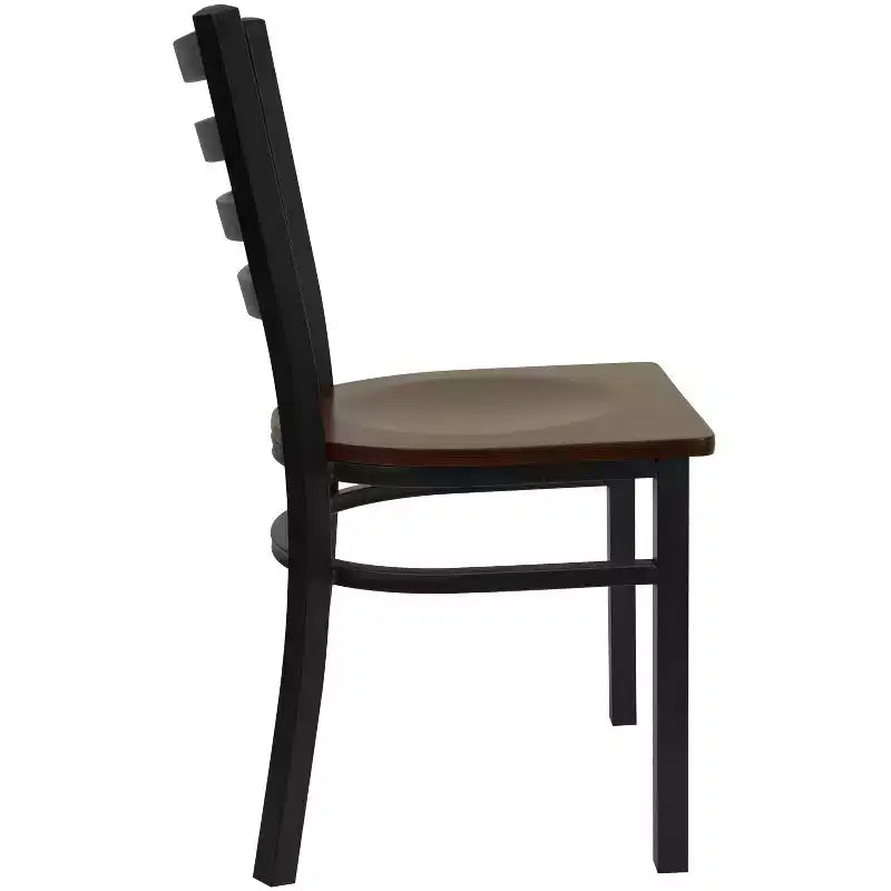 Emma and Oliver Black Ladder Back Metal Restaurant Dining Chair