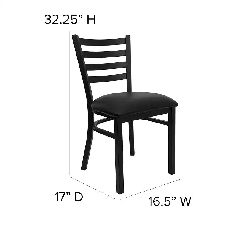 Emma and Oliver Black Ladder Back Metal Restaurant Dining Chair