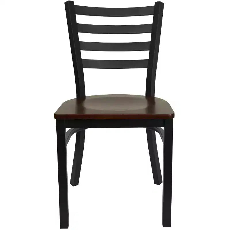 Emma and Oliver Black Ladder Back Metal Restaurant Dining Chair