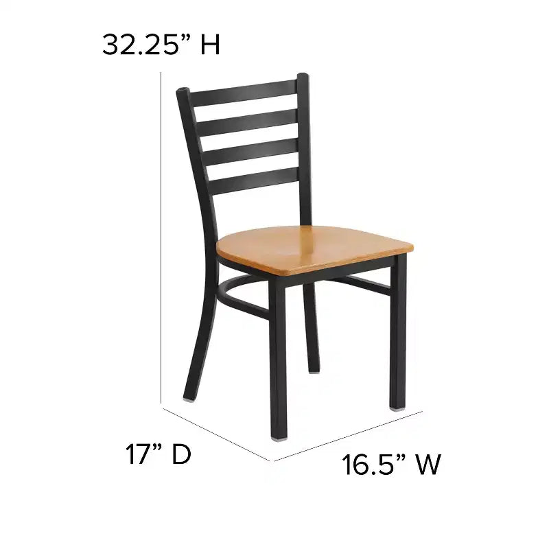 Emma and Oliver Black Ladder Back Metal Restaurant Dining Chair