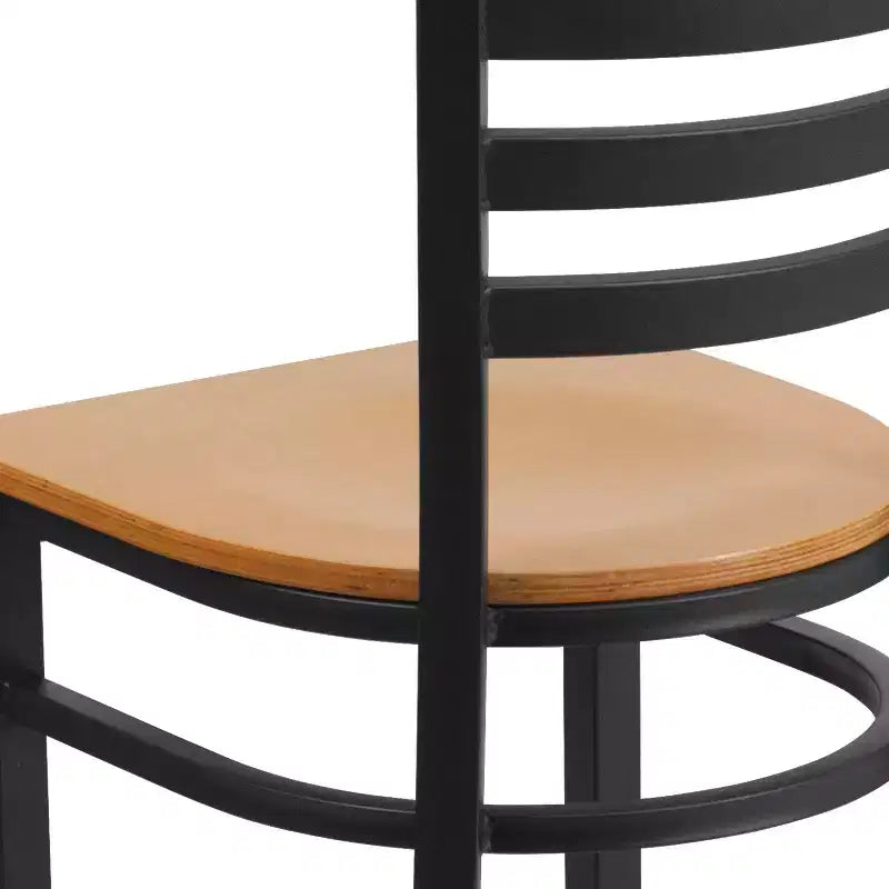 Emma and Oliver Black Ladder Back Metal Restaurant Dining Chair