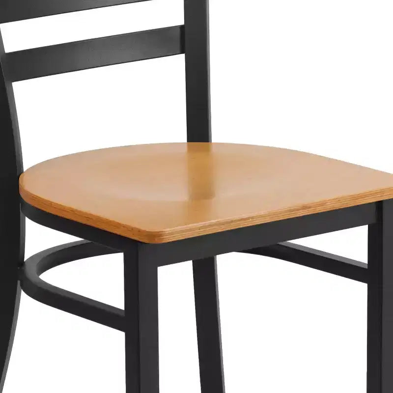 Emma and Oliver Black Ladder Back Metal Restaurant Dining Chair