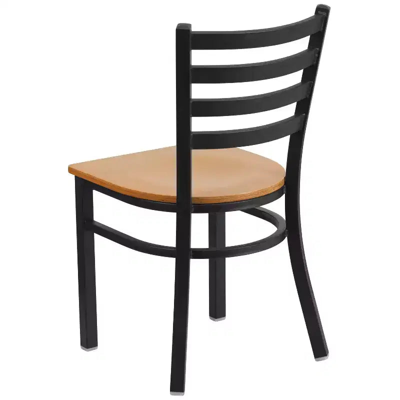 Emma and Oliver Black Ladder Back Metal Restaurant Dining Chair