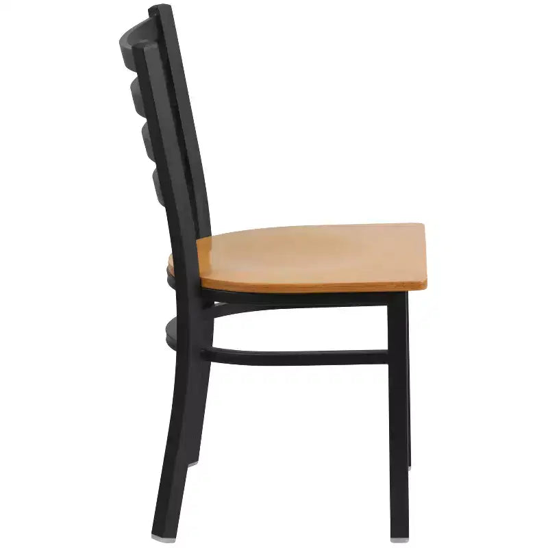 Emma and Oliver Black Ladder Back Metal Restaurant Dining Chair