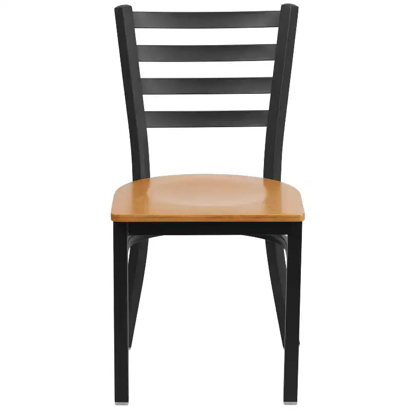 Emma and Oliver Black Ladder Back Metal Restaurant Dining Chair