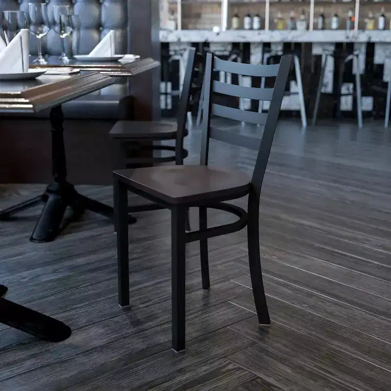 Emma and Oliver Black Ladder Back Metal Restaurant Dining Chair