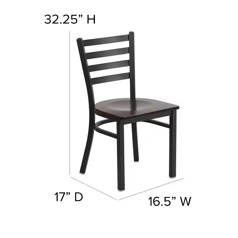 Emma and Oliver Black Ladder Back Metal Restaurant Dining Chair