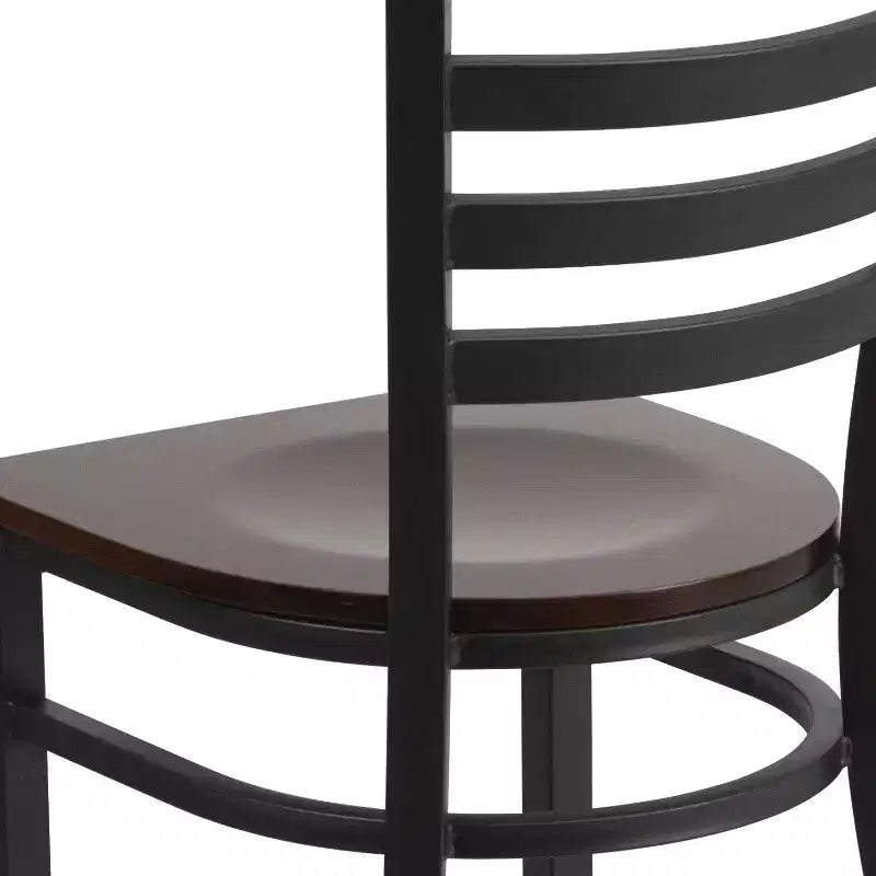 Emma and Oliver Black Ladder Back Metal Restaurant Dining Chair