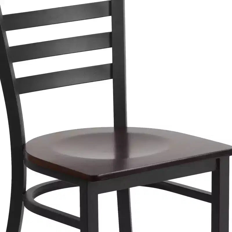 Emma and Oliver Black Ladder Back Metal Restaurant Dining Chair