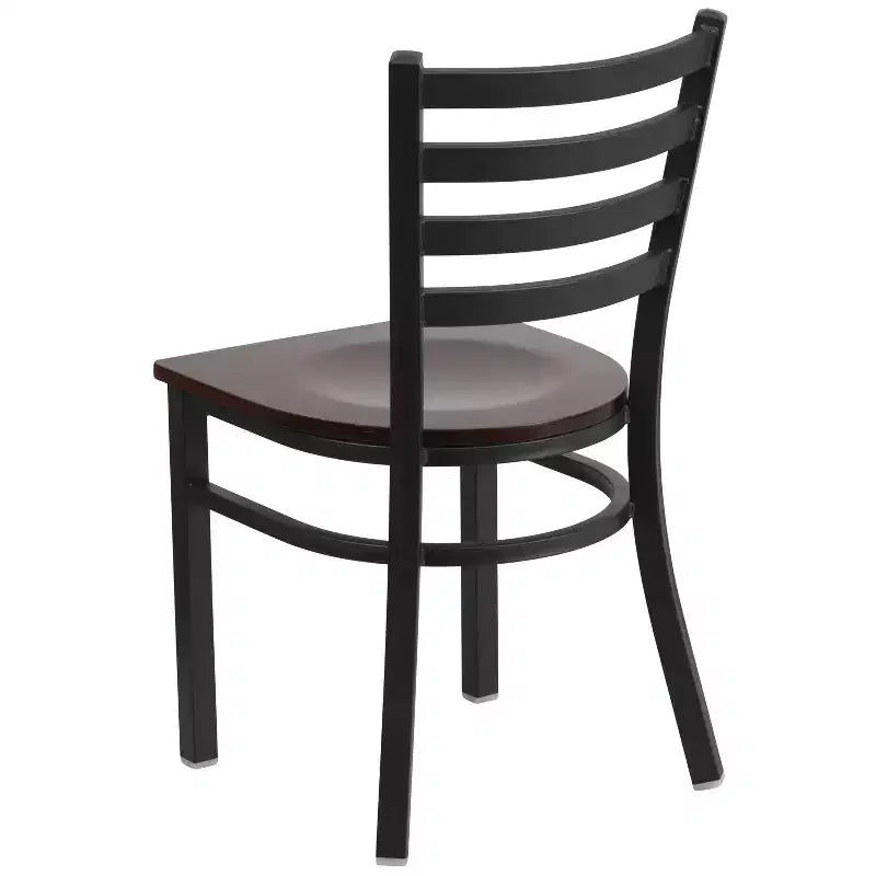 Emma and Oliver Black Ladder Back Metal Restaurant Dining Chair