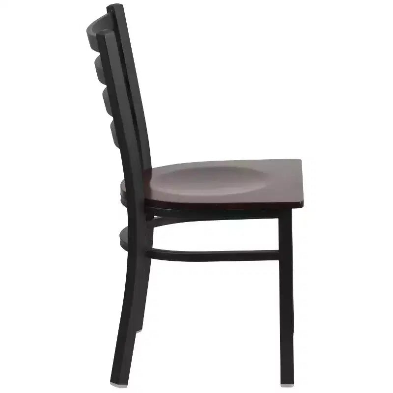 Emma and Oliver Black Ladder Back Metal Restaurant Dining Chair