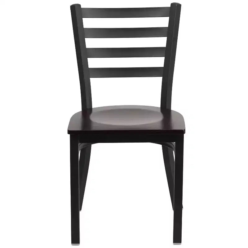 Emma and Oliver Black Ladder Back Metal Restaurant Dining Chair