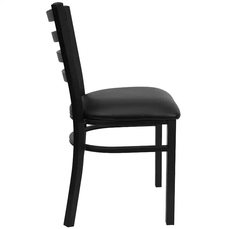 Emma and Oliver Black Ladder Back Metal Restaurant Dining Chair