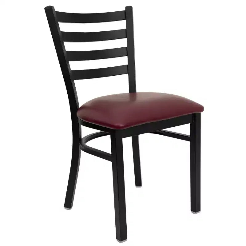 Emma and Oliver Black Ladder Back Metal Restaurant Dining Chair