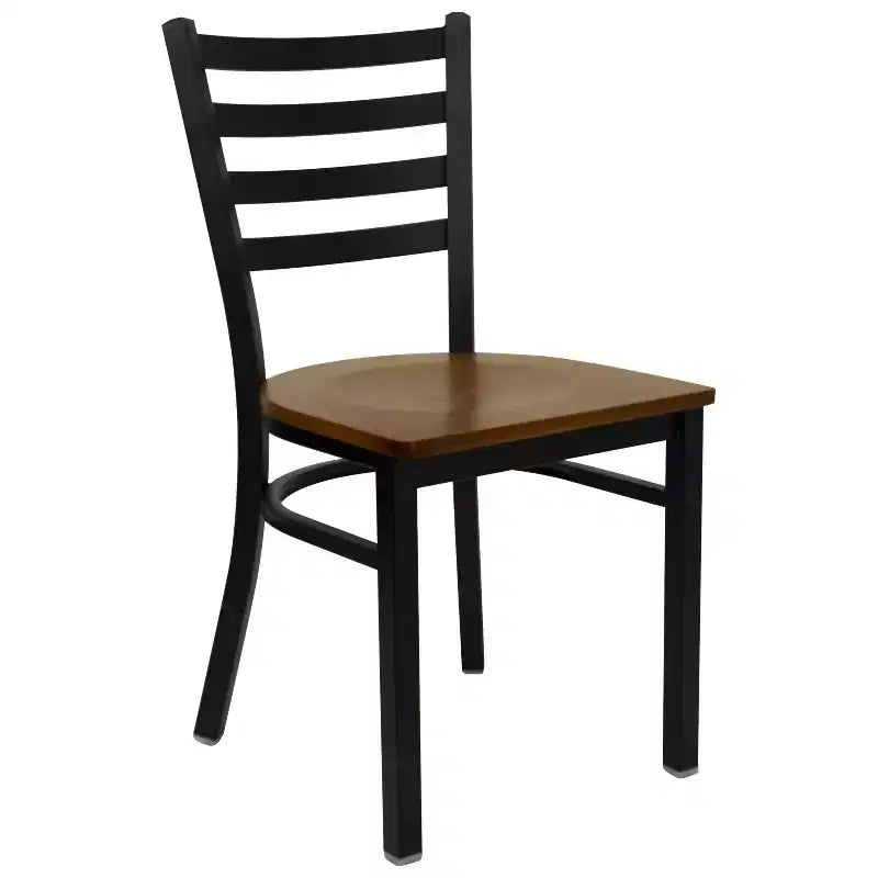 Emma and Oliver Black Ladder Back Metal Restaurant Dining Chair