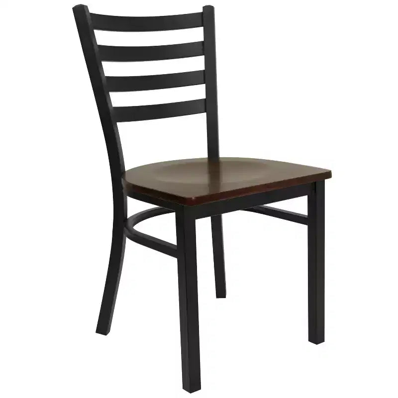 Emma and Oliver Black Ladder Back Metal Restaurant Dining Chair