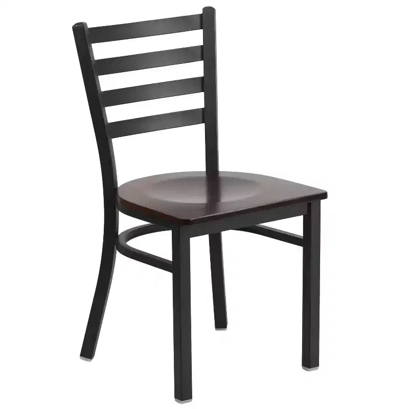 Emma and Oliver Black Ladder Back Metal Restaurant Dining Chair