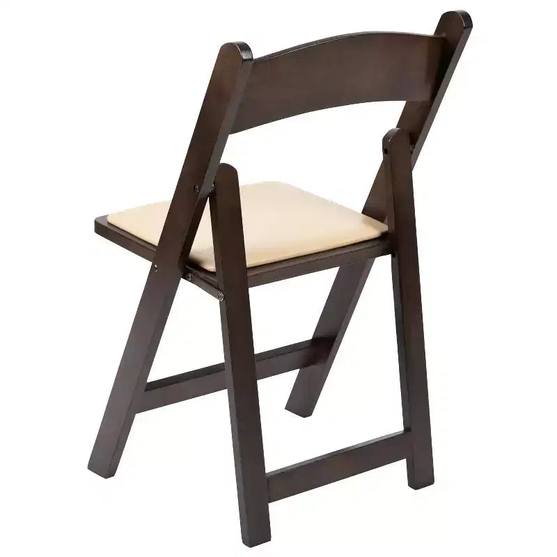 Emma and Oliver Chocolate Wood Folding Chair with Detachable Vinyl Padded Seat