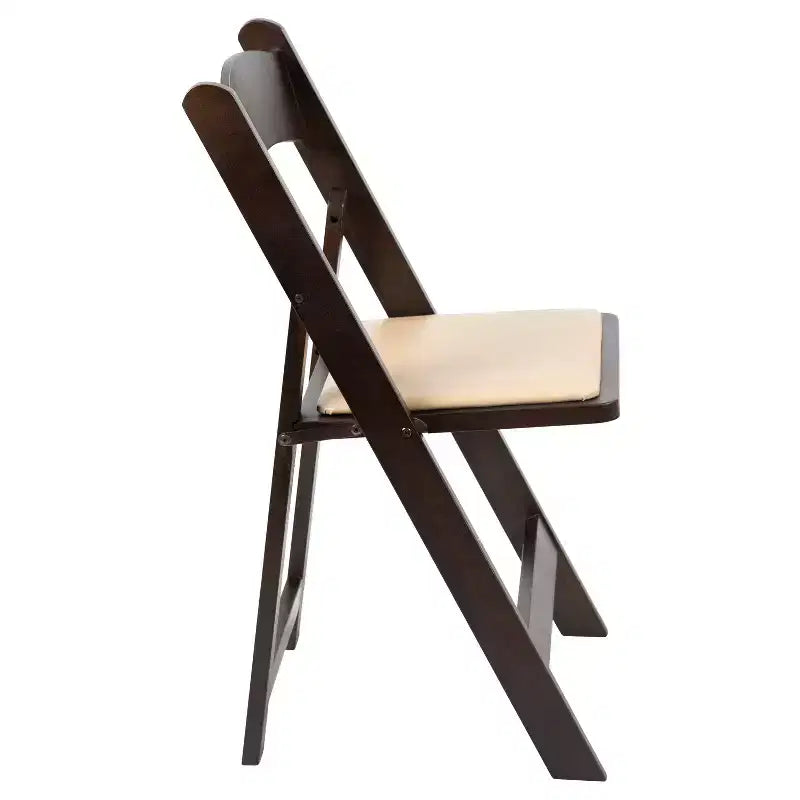 Emma and Oliver Chocolate Wood Folding Chair with Detachable Vinyl Padded Seat
