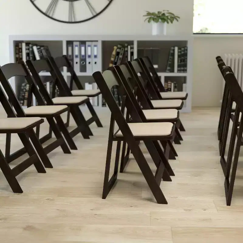 Emma and Oliver Chocolate Wood Folding Chair with Detachable Vinyl Padded Seat