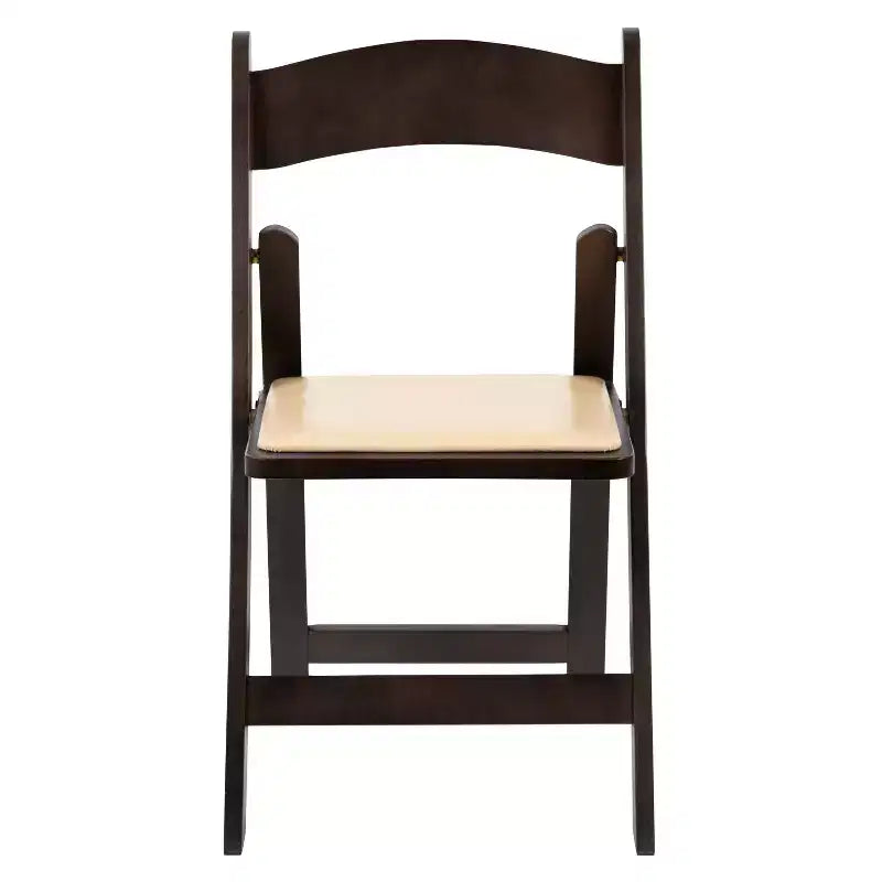Emma and Oliver Chocolate Wood Folding Chair with Detachable Vinyl Padded Seat
