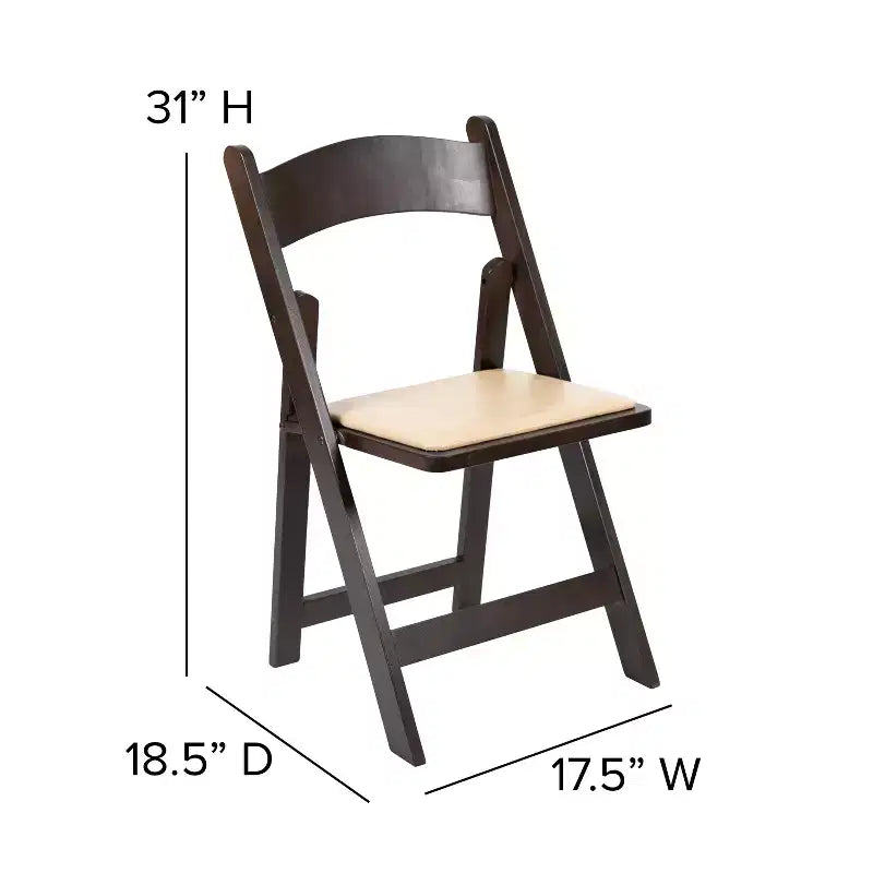 Emma and Oliver Chocolate Wood Folding Chair with Detachable Vinyl Padded Seat
