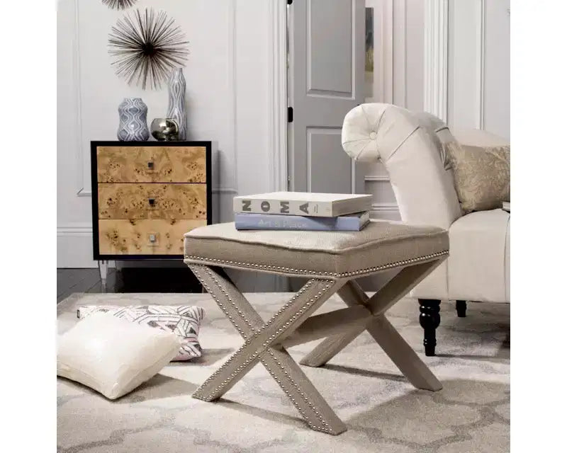 Palmer Ottoman With Silver Nailhead - MCR4589 - Safavieh