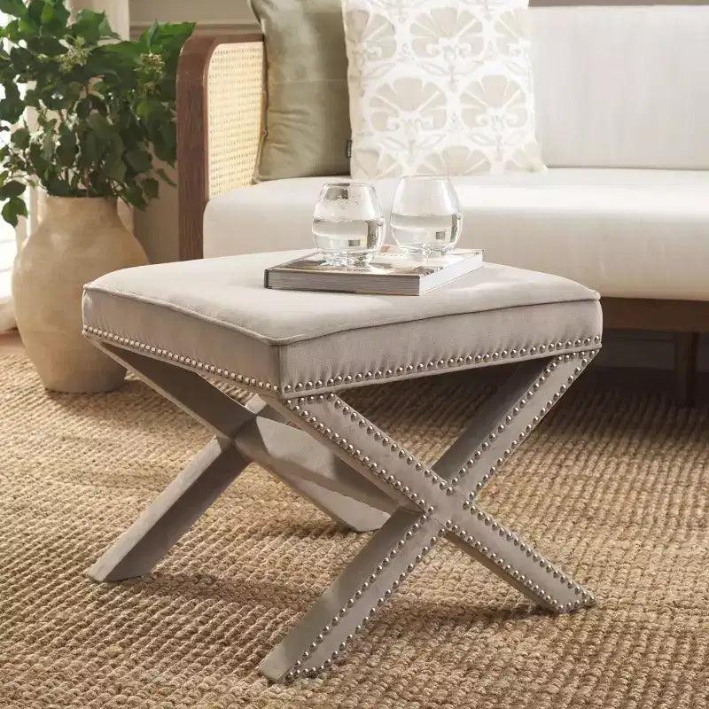 Palmer Ottoman With Silver Nailhead - MCR4589 - Safavieh