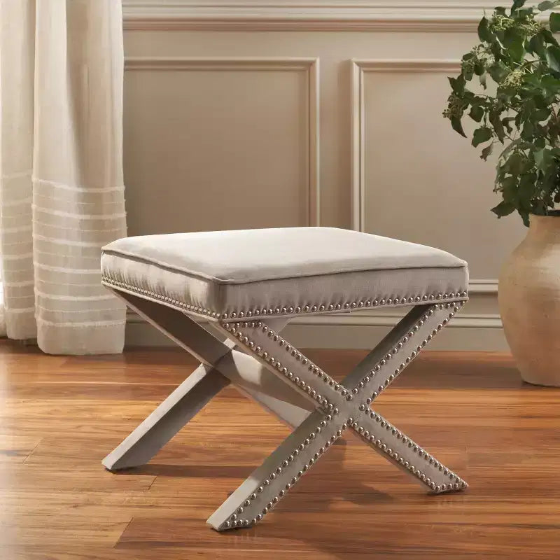 Palmer Ottoman With Silver Nailhead - MCR4589 - Safavieh